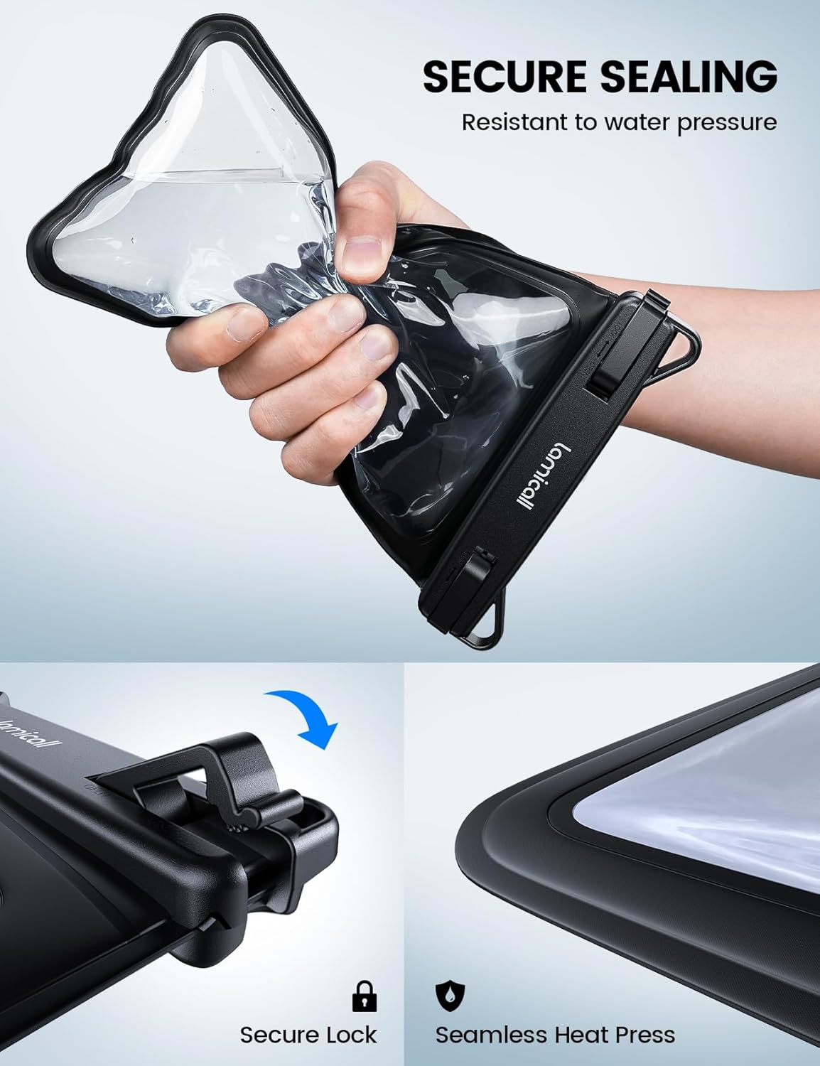 Thumbnail 4 de Lamicall Custodia impermeabile Smartphone con Design a Doppia Borsa per iPhone fino a 7,5 pollici