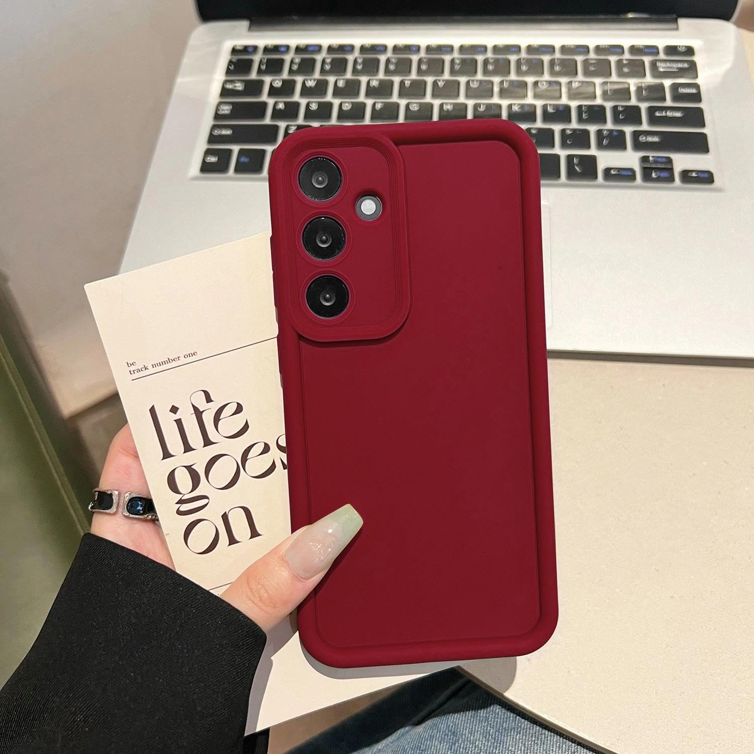 Detalle de Puxicu Slim Case for Samsung Galaxy A17 5G, Wine TPU with Camera Cover