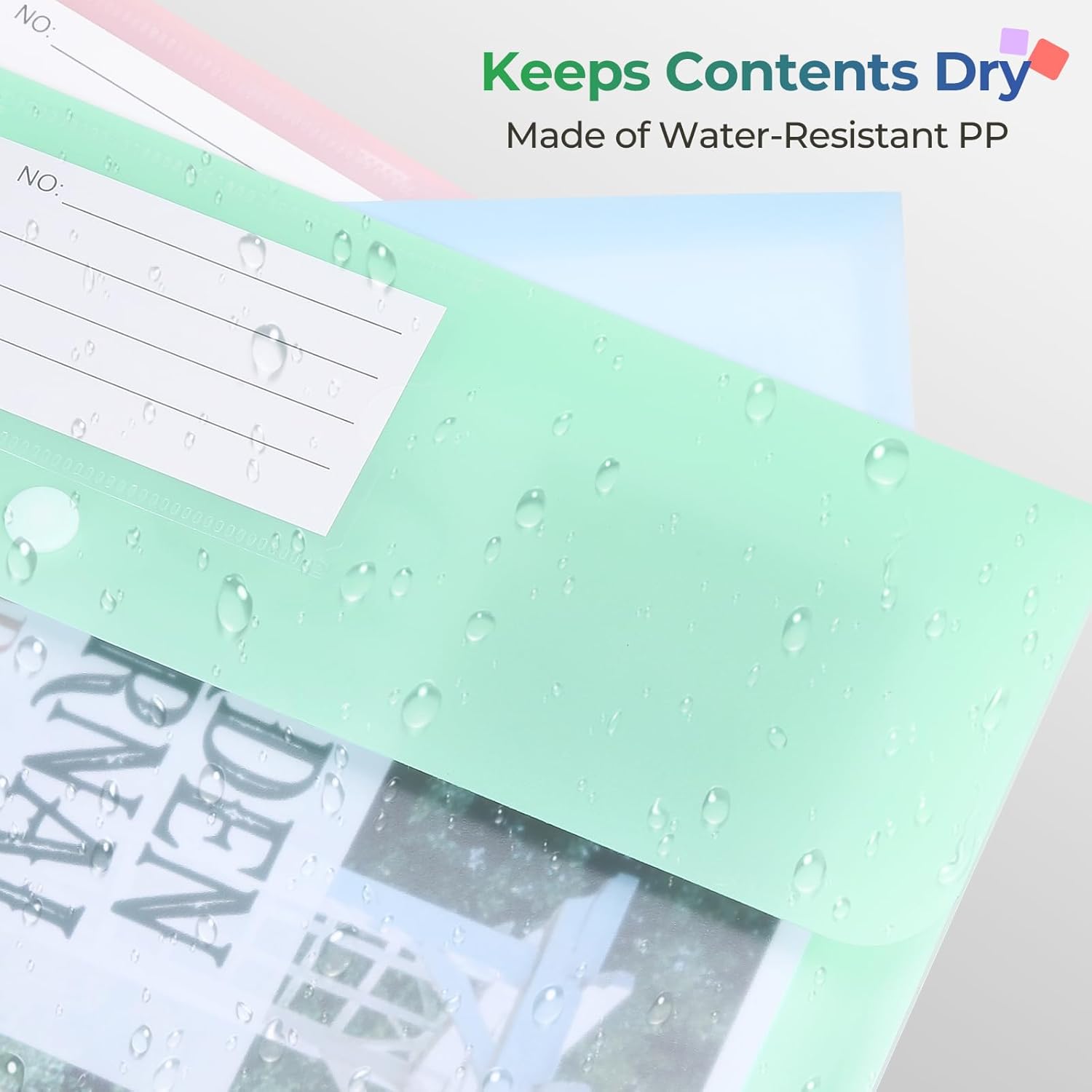 Thumbnail 4 de Euqvunn lot de 32 pochettes A4 en plastique PP, 8 couleurs avec bouton-pression