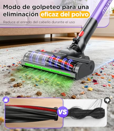 Detalle 2 de Muvano aspiradora escoba sin cable, 45 kPa, hasta 60 min y cepillo antienredos