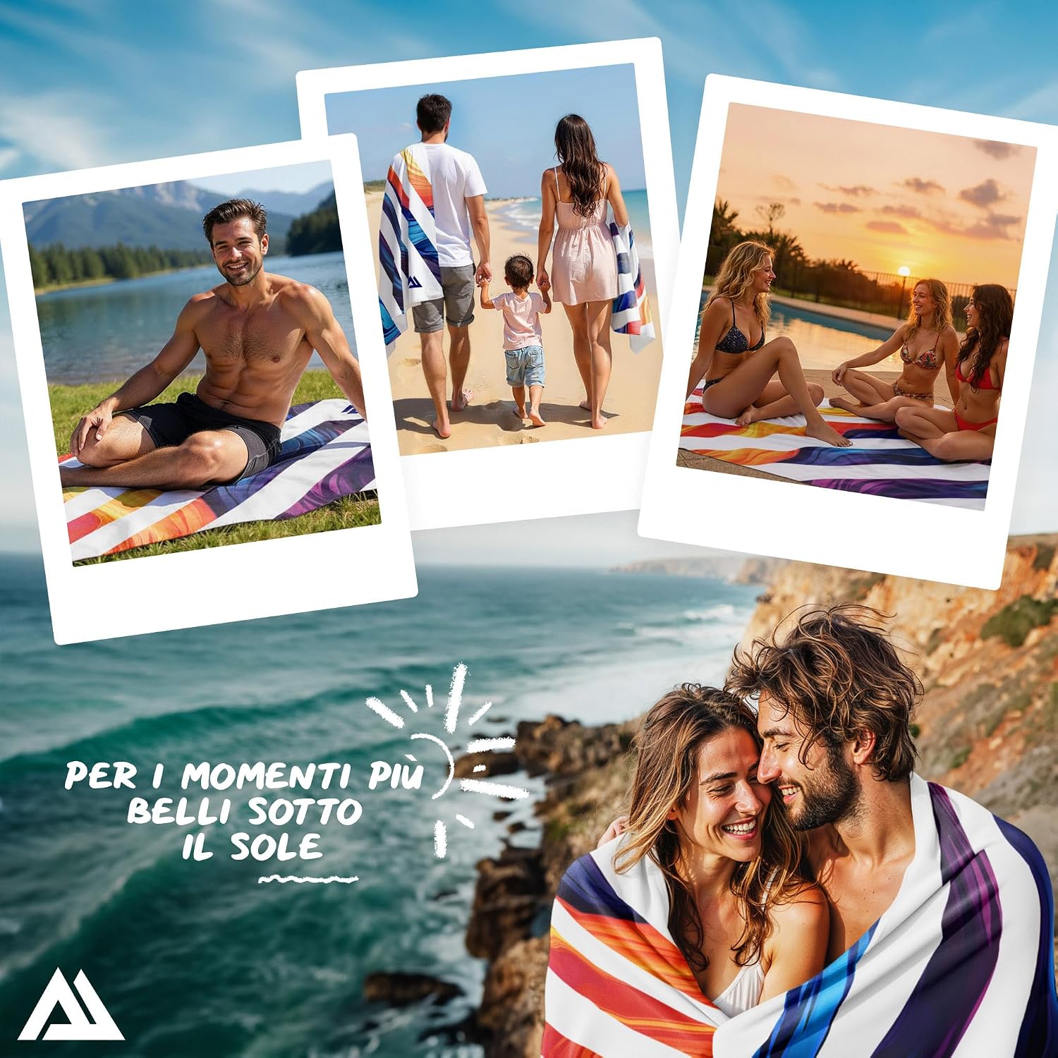 Detalle 2 de ALP & ACT Telo Mare XXL 200x90 cm – microfibra riciclata, ultra leggero e asciugatura rapida