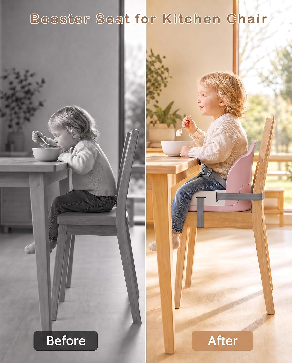 Detalle 2 de UBRAVOO Pink Baby Booster Seat with Adjustable Straps and 3-Point Harness