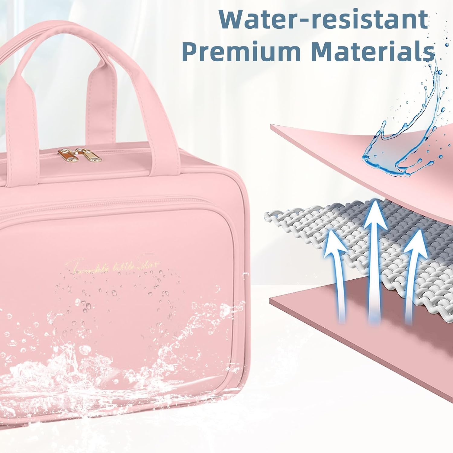 Thumbnail 4 de SYEXDZON Full Size Toiletry Bag: Large Wide-Open Travel Cosmetic Case (Pink)