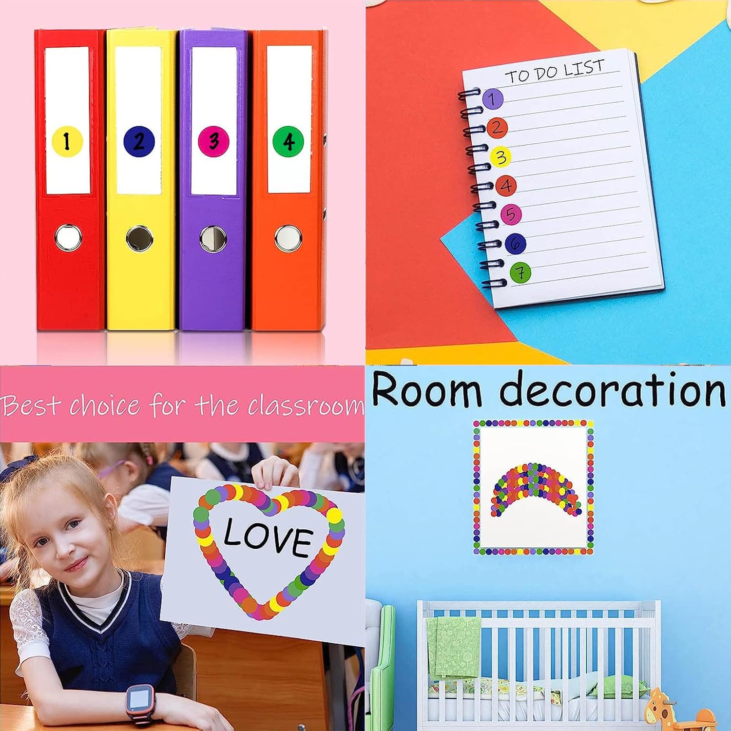 Detalle de Lrogoe CC-01 Color-Coding Dot Stickers, 3/4-Inch, 8 Colors, 4,000 Count