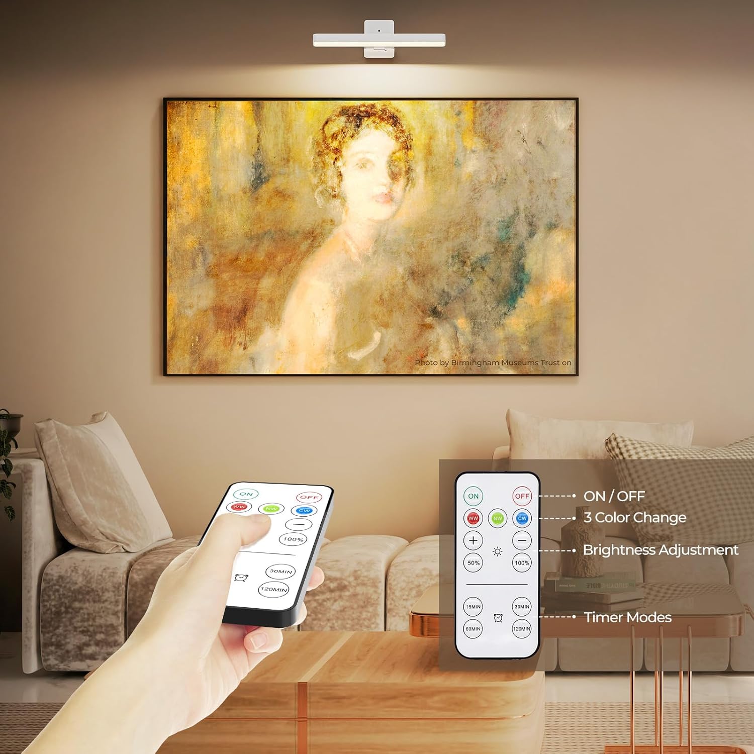 Thumbnail 4 de Picture Light for Wall battery-operated cordless dartboard & artwork lights (2-pack) with remote