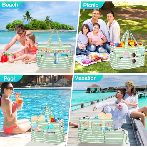 Detalle 2 de WACCET Bolsa de Playa Grande Mujer impermeable con cremallera, 50L, plegable y XXL