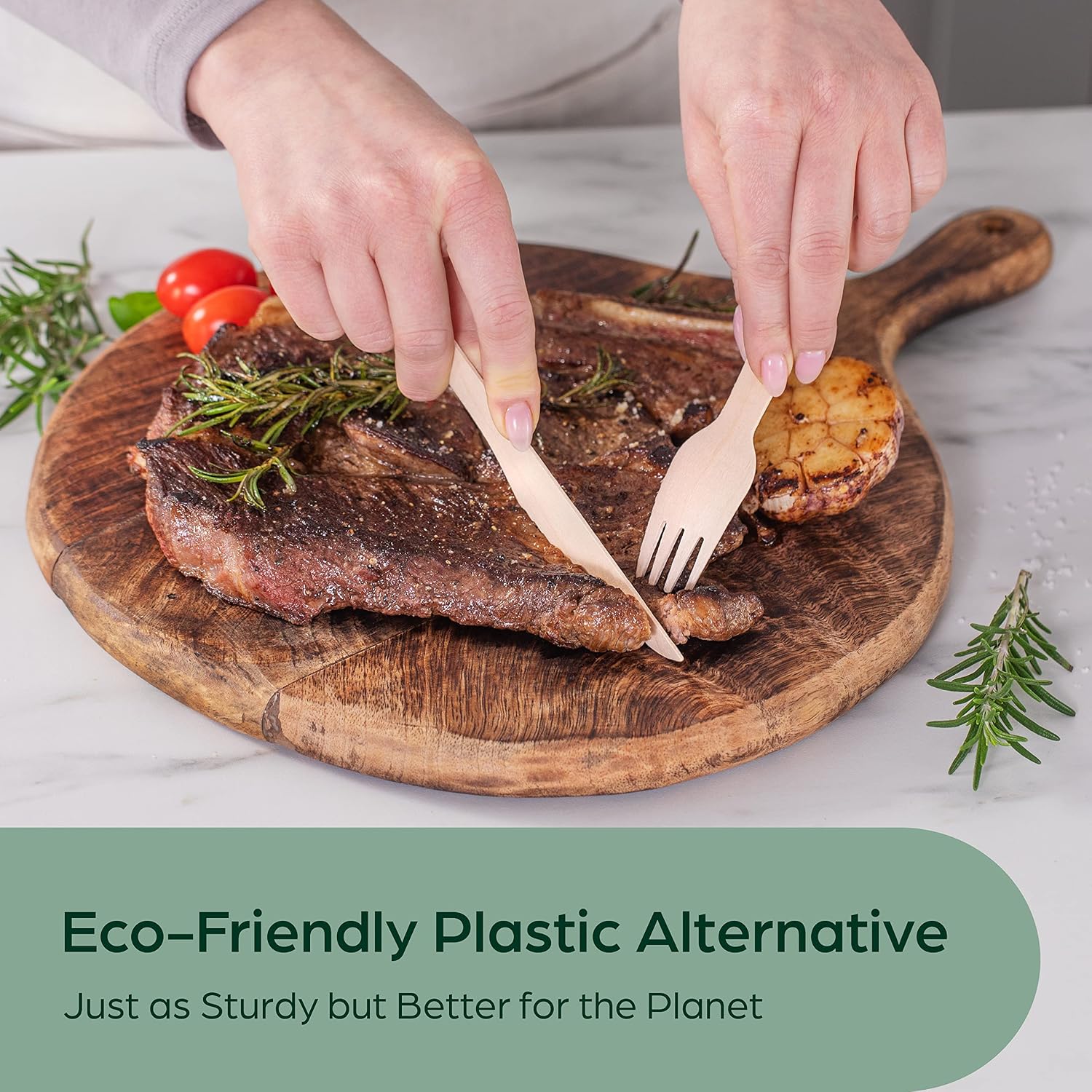 Thumbnail 1 de PURPLECLAY Wooden Disposable Forks (300 PCS) — FSC Certified Birchwood, Compostable & Eco-Friendly
