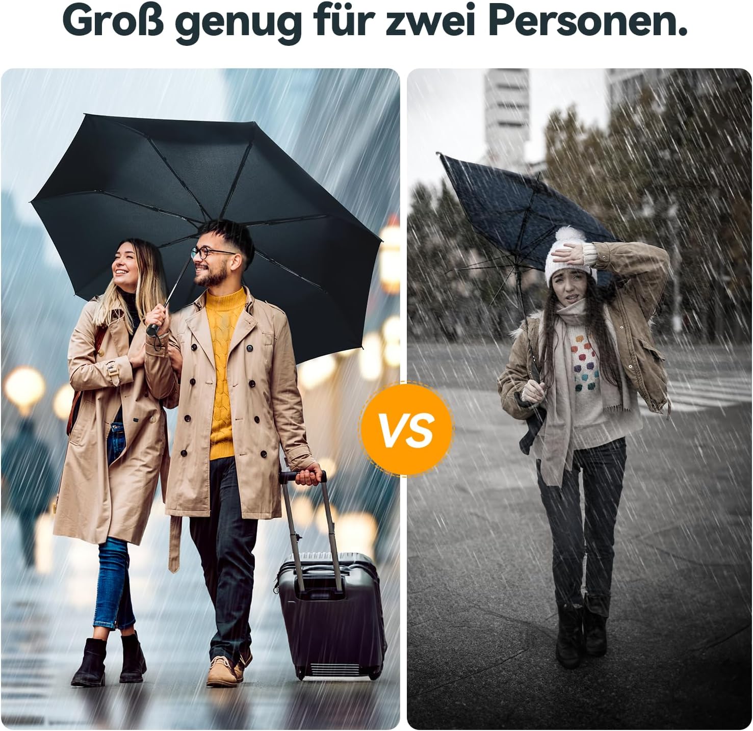 Detalle de TechRise Regenschirm – Sturmfest, automatisches Öffnen/Schließen & faltbar