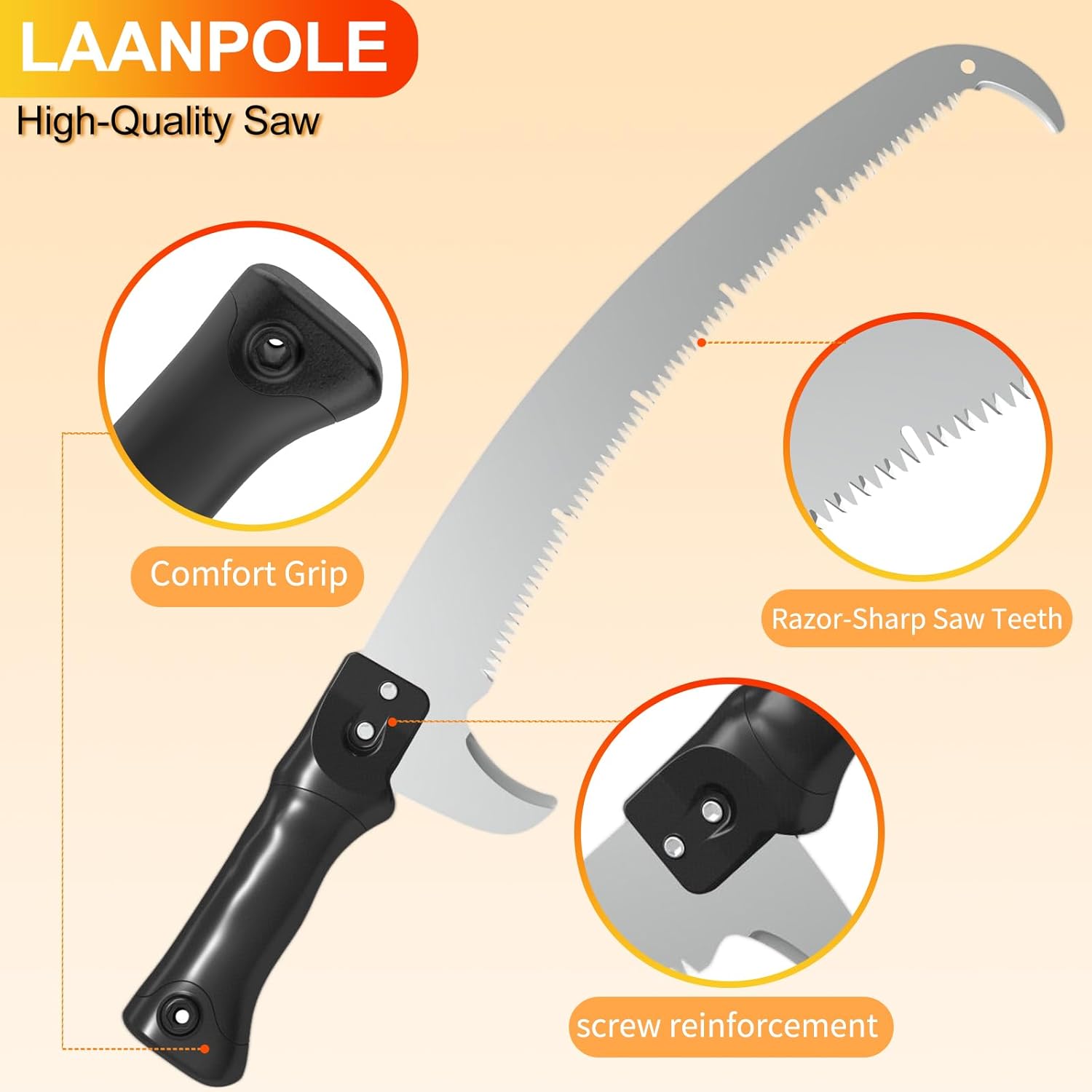 Detalle de LAANPOLE 6m Telescopic Pole Saw – Long Reach Tree Pruner for High Branches