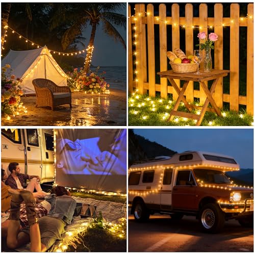 Thumbnail 6 de GCCATE Solar String Lights Outdoor Garden - 2 Pack, 12M Each, 120 LED Copper Wire Weatherproof Fairy Lights