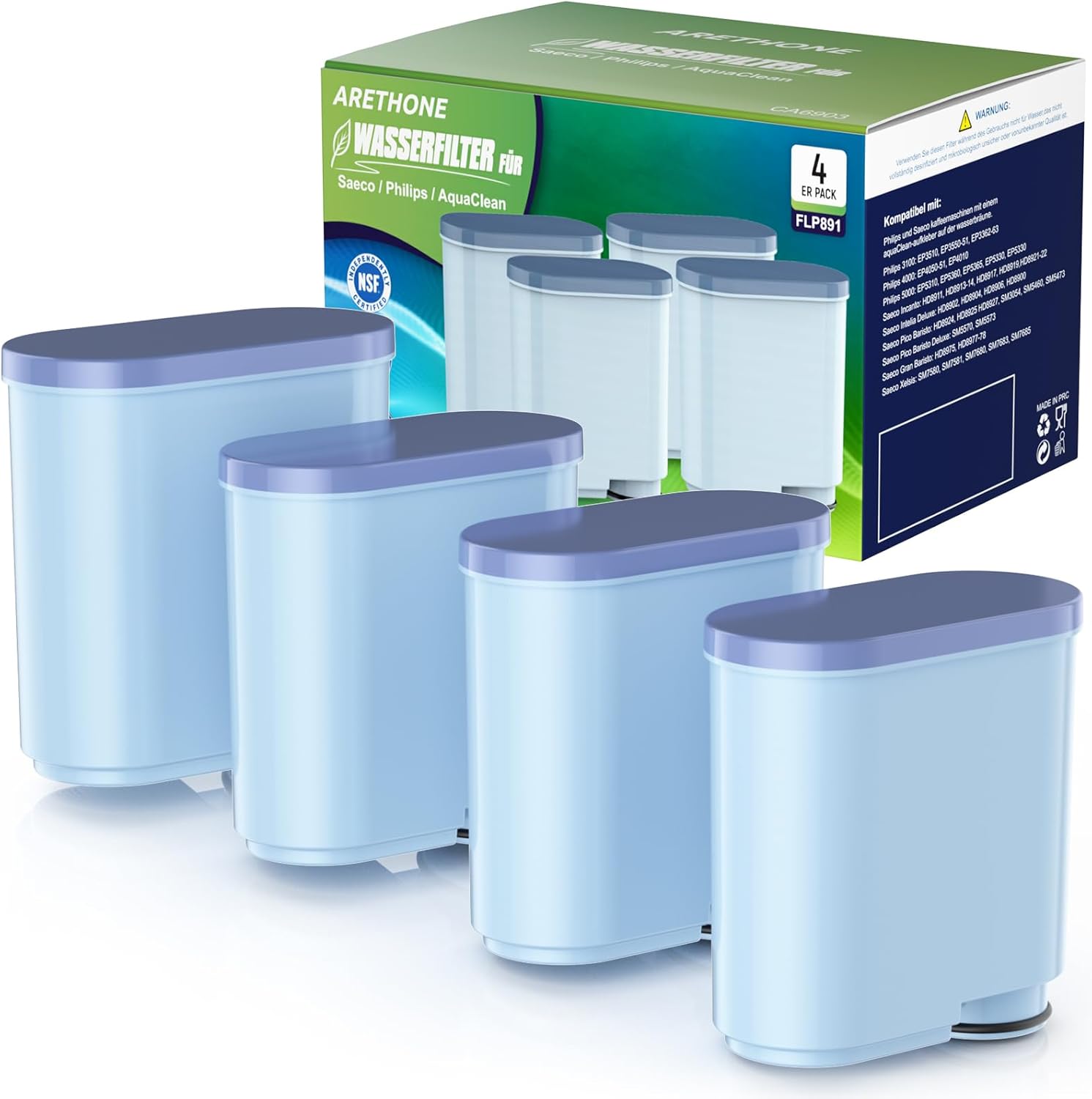 Detalle de ARETHONE Wasserfilter für Philips AquaClean, 4 Stück
