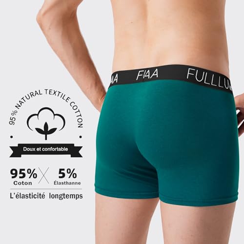 Detalle de Fullluwaa Boxer Homme Coton Lot de 8 – Doux Confortable avec Ceinture Élastique et Étiquette Absente