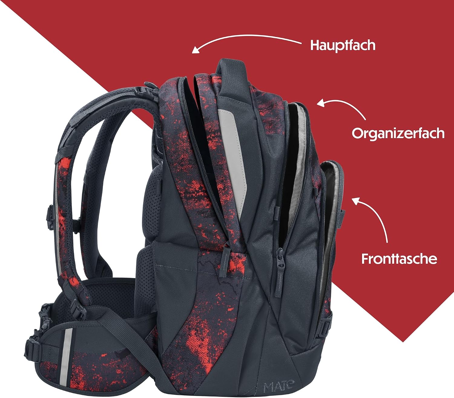 Detalle de Coocazoo Mate Schulrucksack Broken Black – Ergonomischer Tornister, 30 L, höhen- & größenverstellbar