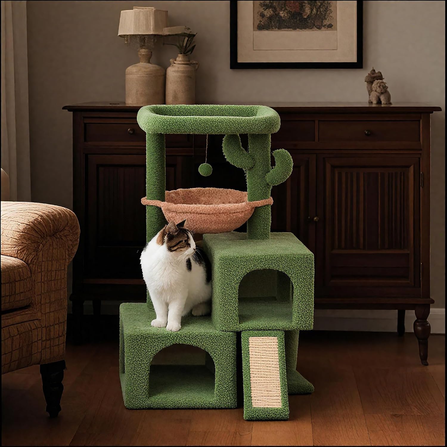 Detalle de AIWIKIDE 012 Cactus Cat Tree Tower, 37.4-Inch, Sisal Scratching Posts