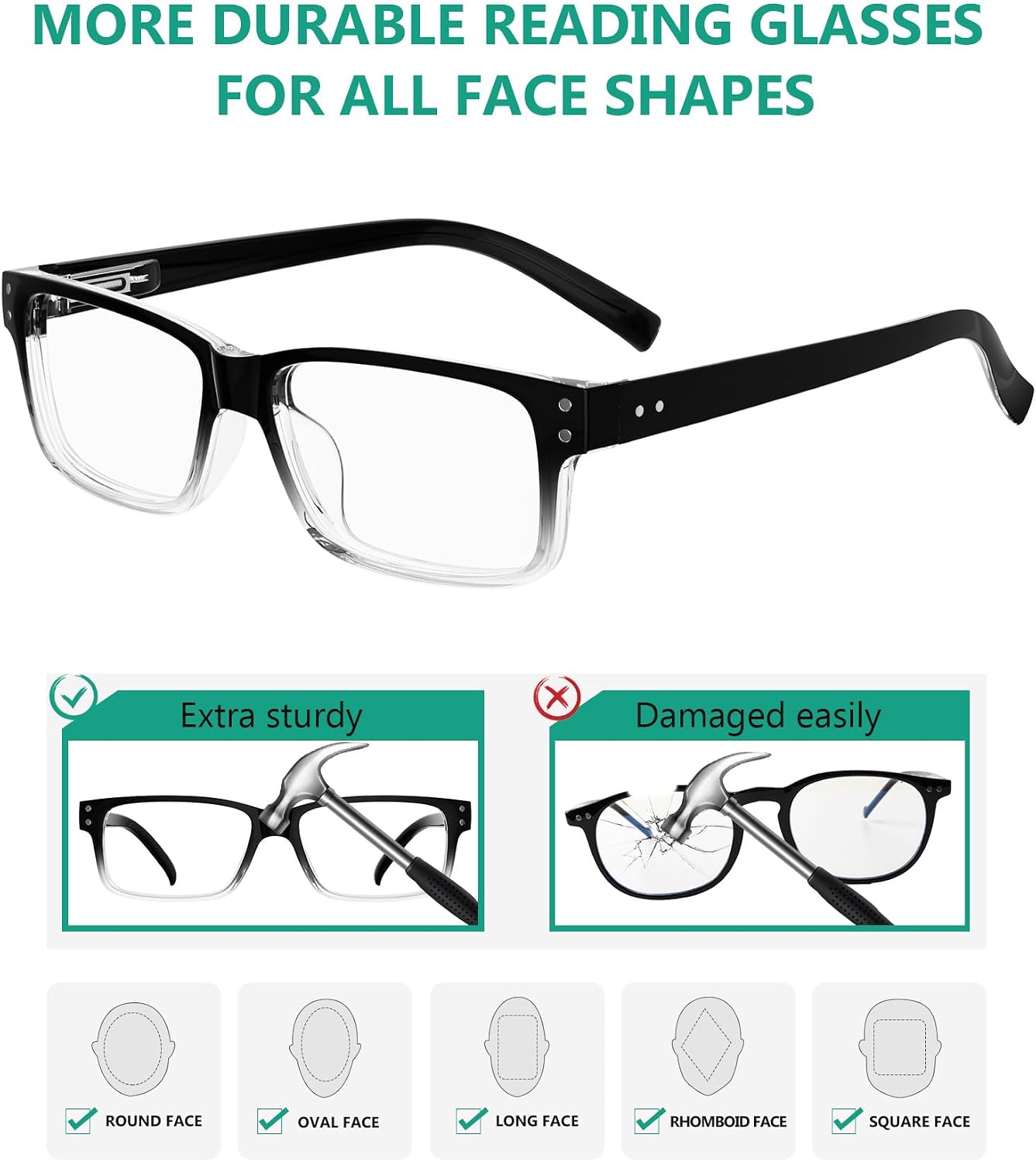 Detalle de Eyekepper Lesebrille mit Federscharnier 5er Set