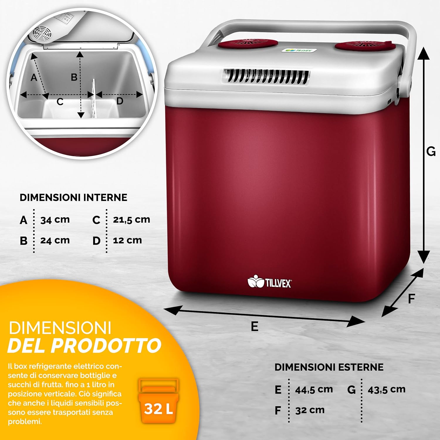 Thumbnail 4 de tillvex Frigorifero elettrico portatile 32L con 12V/230V, rinfresca e riscalda (modalità ECO)