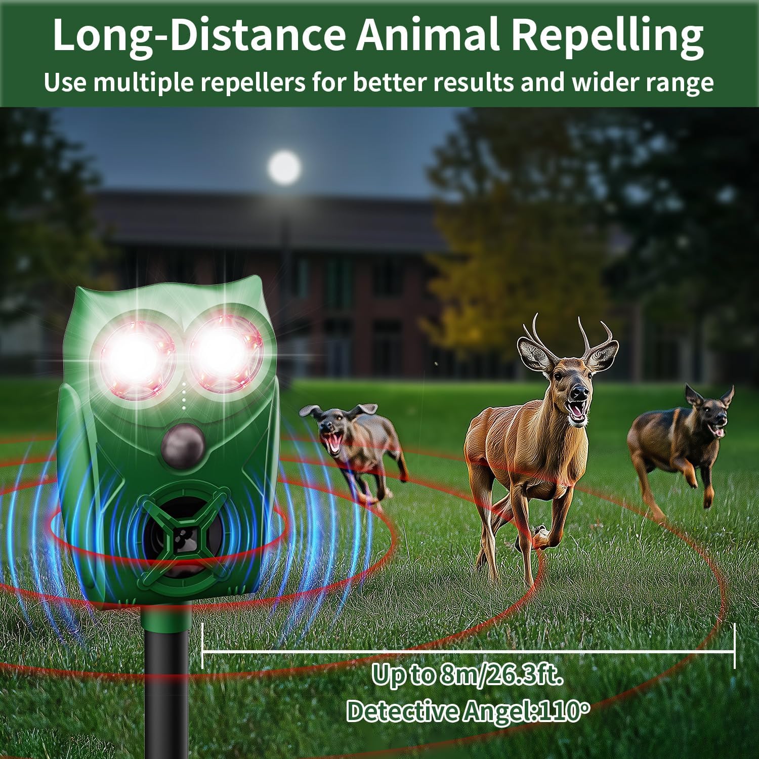 Thumbnail 6 de VxoDhuuo Cat Repellent Ultrasonic Solar/USB with Flame Flash Light, PIR Sensor & 5 Modes (IP65)