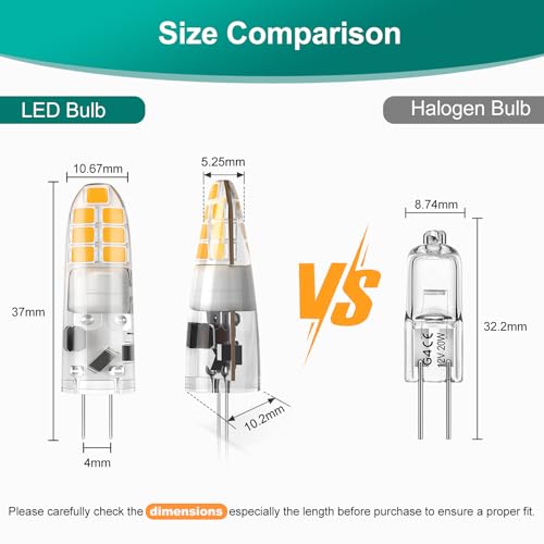 Detalle 2 de DiCUNO G4 LED Warmweiß 2W – 3000K, 200 lm, 10er Pack (G4)