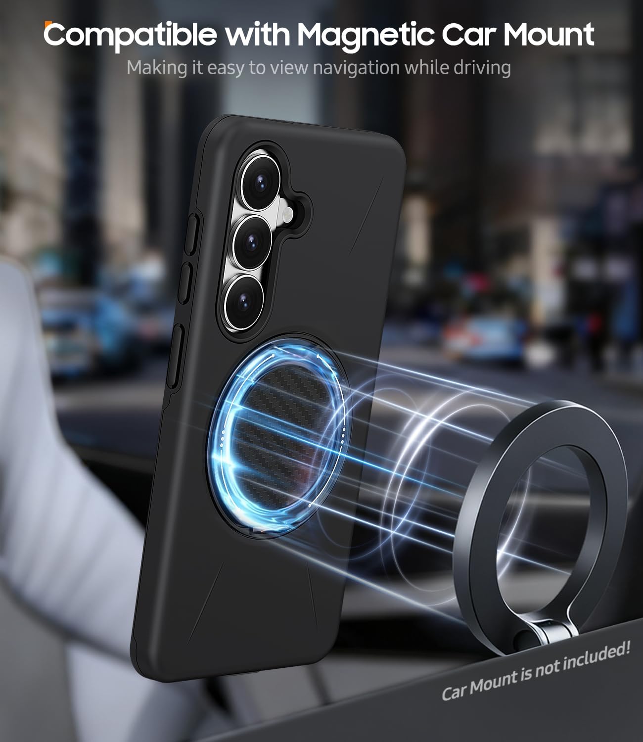 Detalle de AOUIA Samsung S26 Case with 2-Pack Screen Protector: Military-Grade Shockproof Protection with 360° Rotating Kickstand