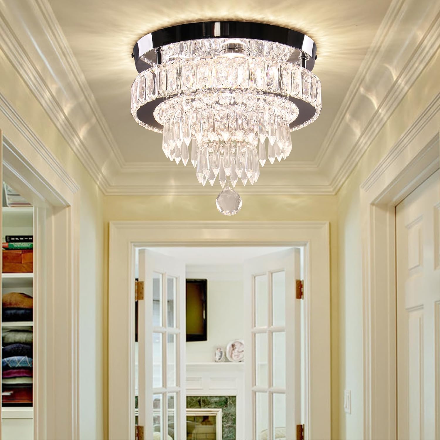 Detalle 2 de Finktonglan CL300-V 11.8-Inch Crystal LED Flush-Mount Ceiling Light with Remote