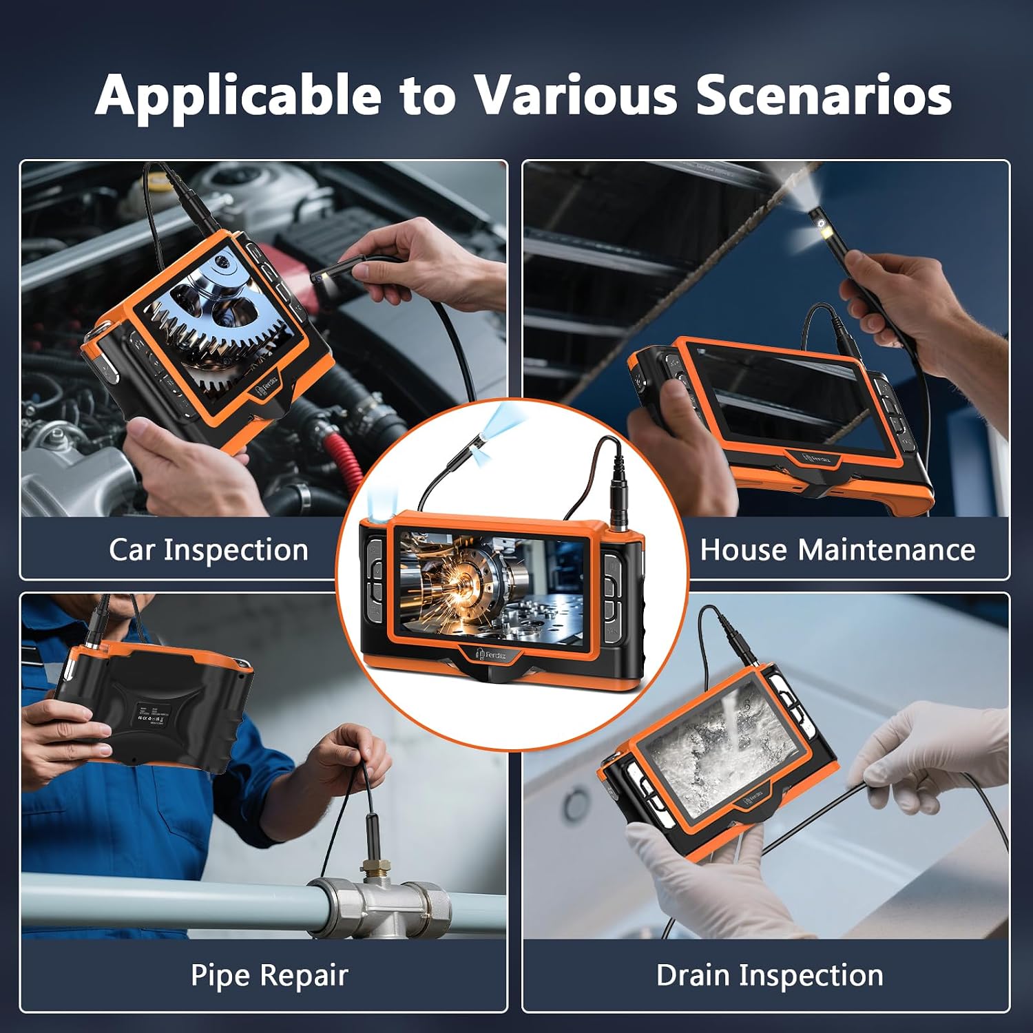 Thumbnail 6 de Ferdiiz Dual Lens 1920P HD Endoscope Inspection Camera – 7-Inch Screen, 5M Cable