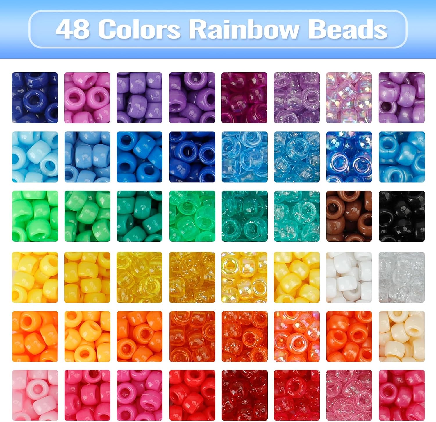 Detalle 2 de QUEFE 48-Color Pony Bead Bracelet Making Kit with Letter Beads