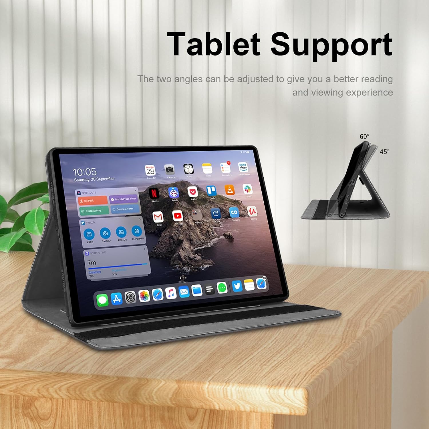 Detalle 2 de CXTCASE Hülle für Samsung Galaxy Tab A 10.1 2019 (SM‑T510/T515) – Multi-Winkel Folio Flip aus PU Leder (Violett)