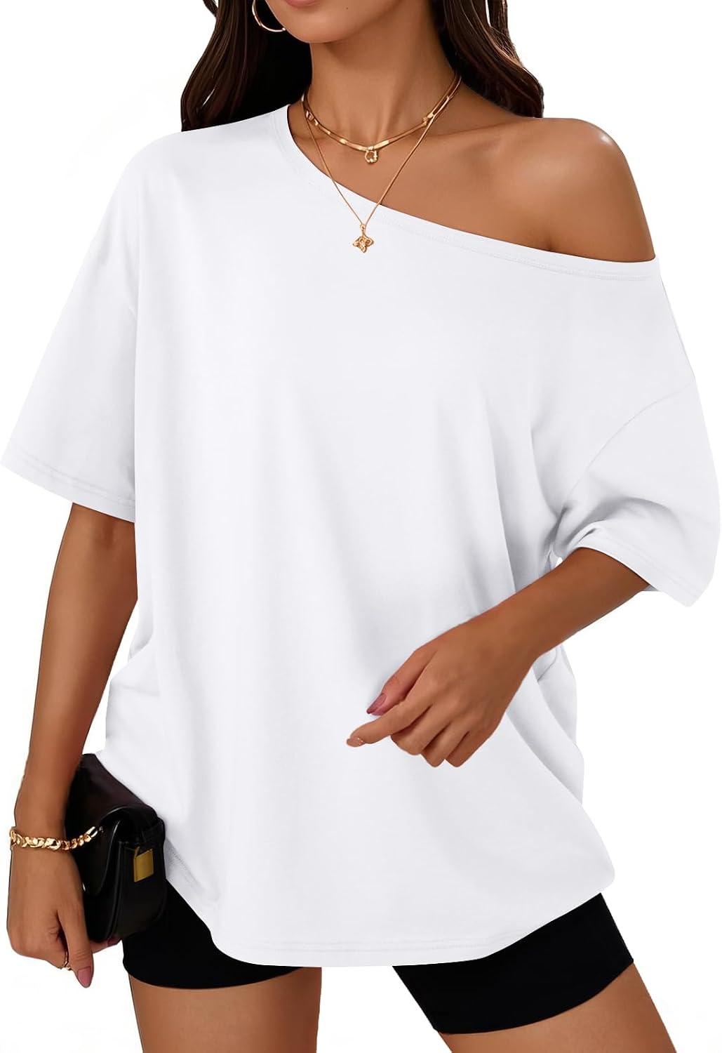Detalle de Trendy Queen Off-Shoulder Oversized T-Shirt