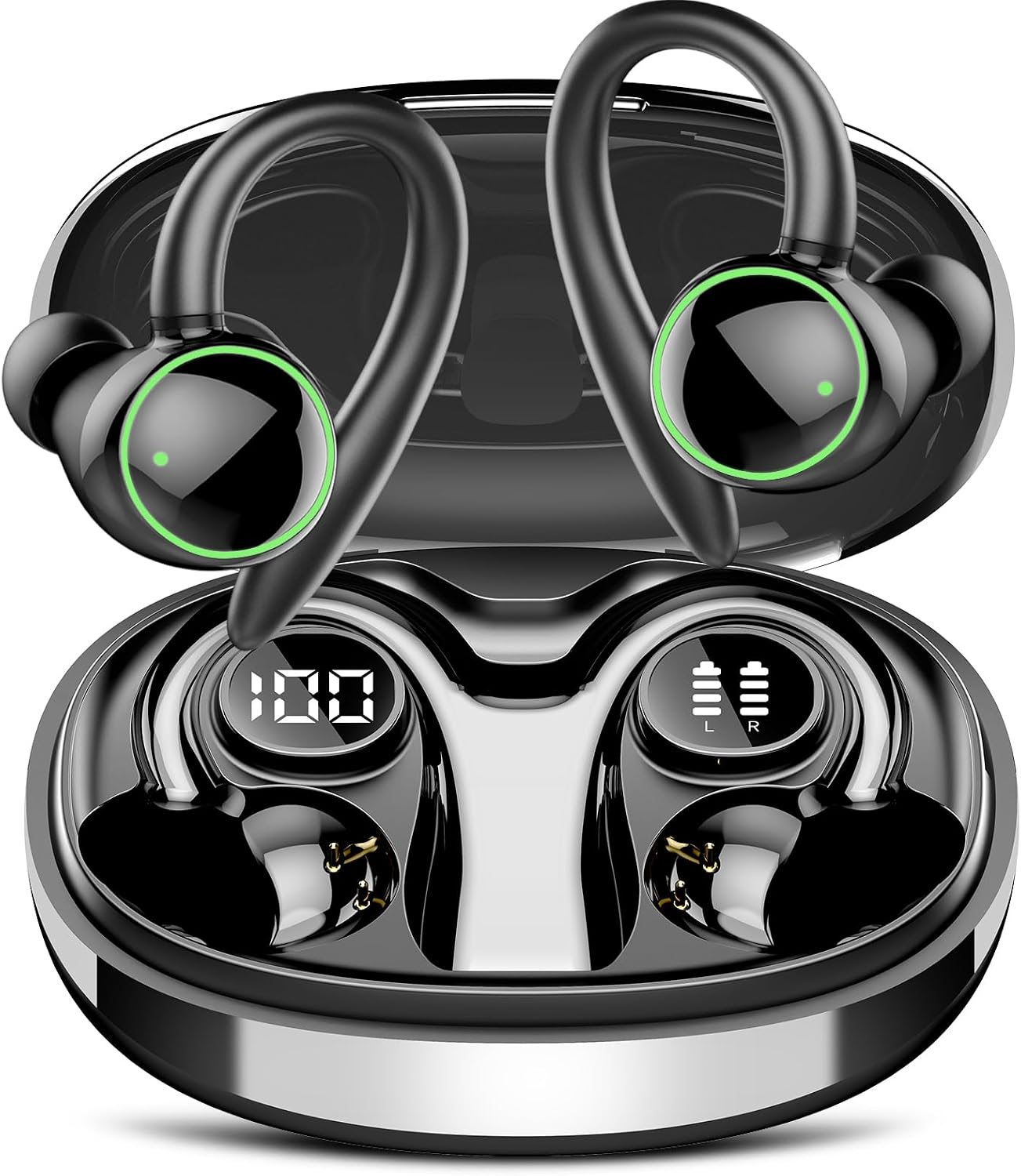 Detalle de PEFUPEW C6 Sport Earbuds with Earhooks, Bluetooth 5.4 and IP7 Water Resistance