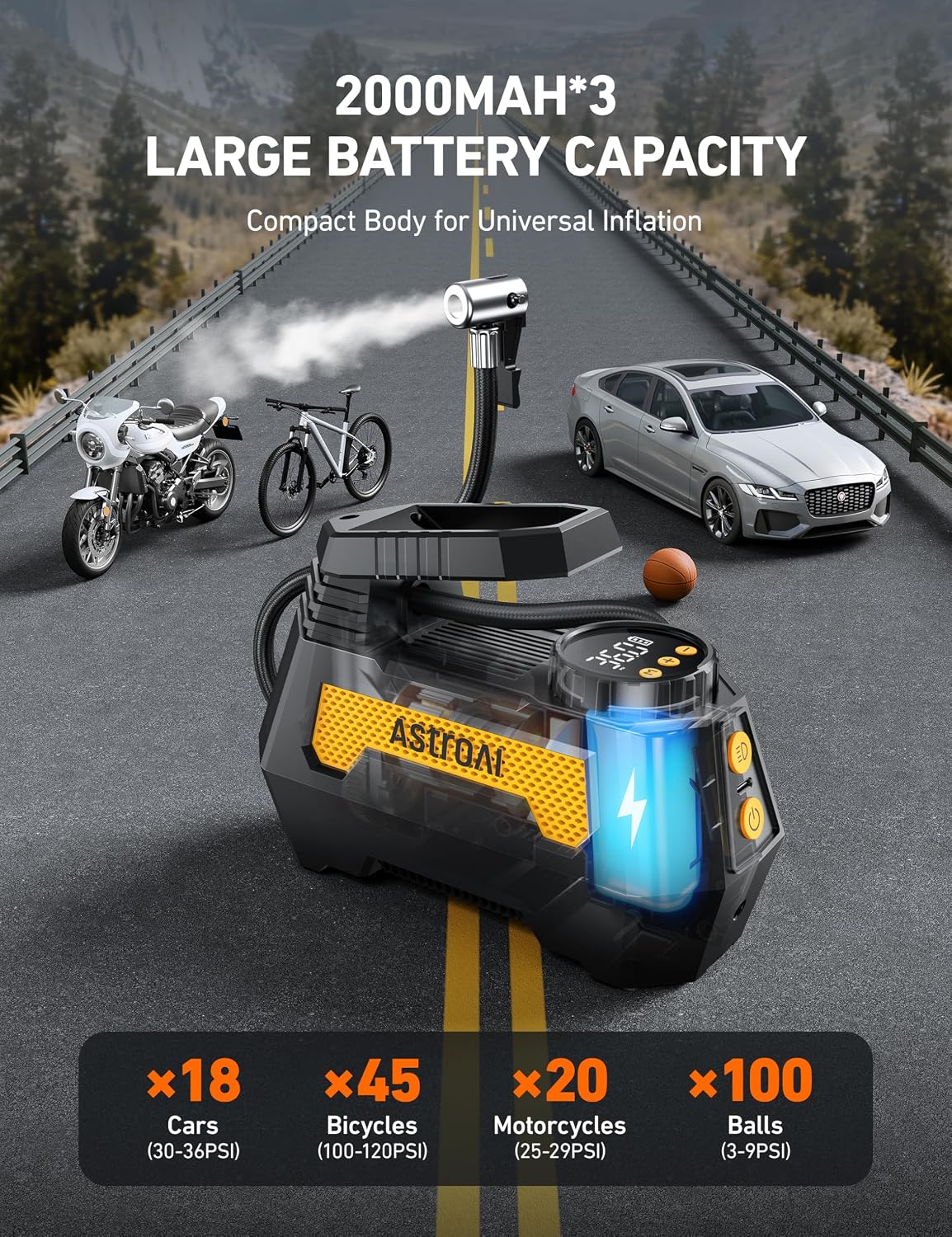 Detalle 2 de AstroAI cordless tire inflator H2 Pro