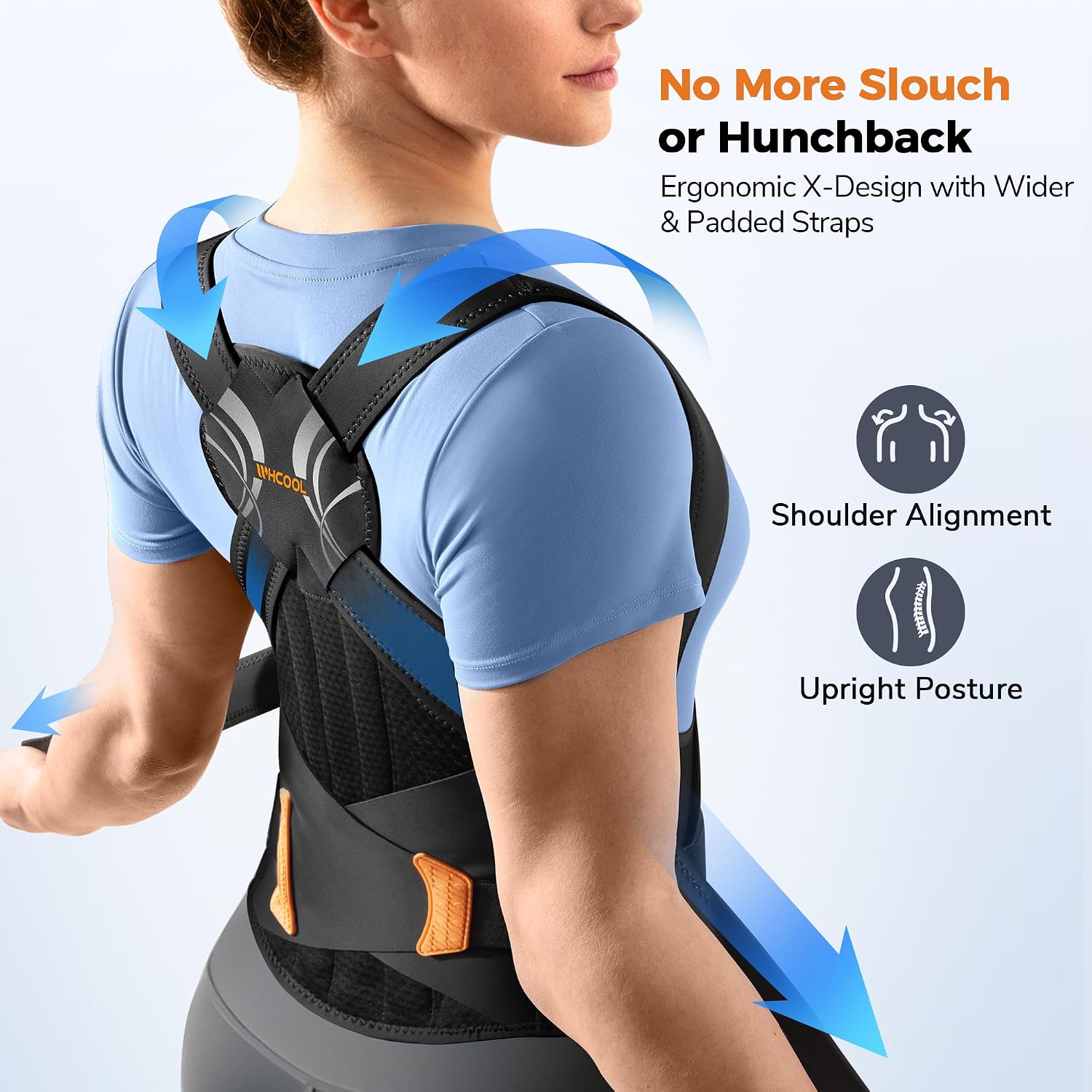 Thumbnail 1 de WHCOOL Slim-Fit Posture Corrector, 6-Stay Dual-Wrap Back Support Brace