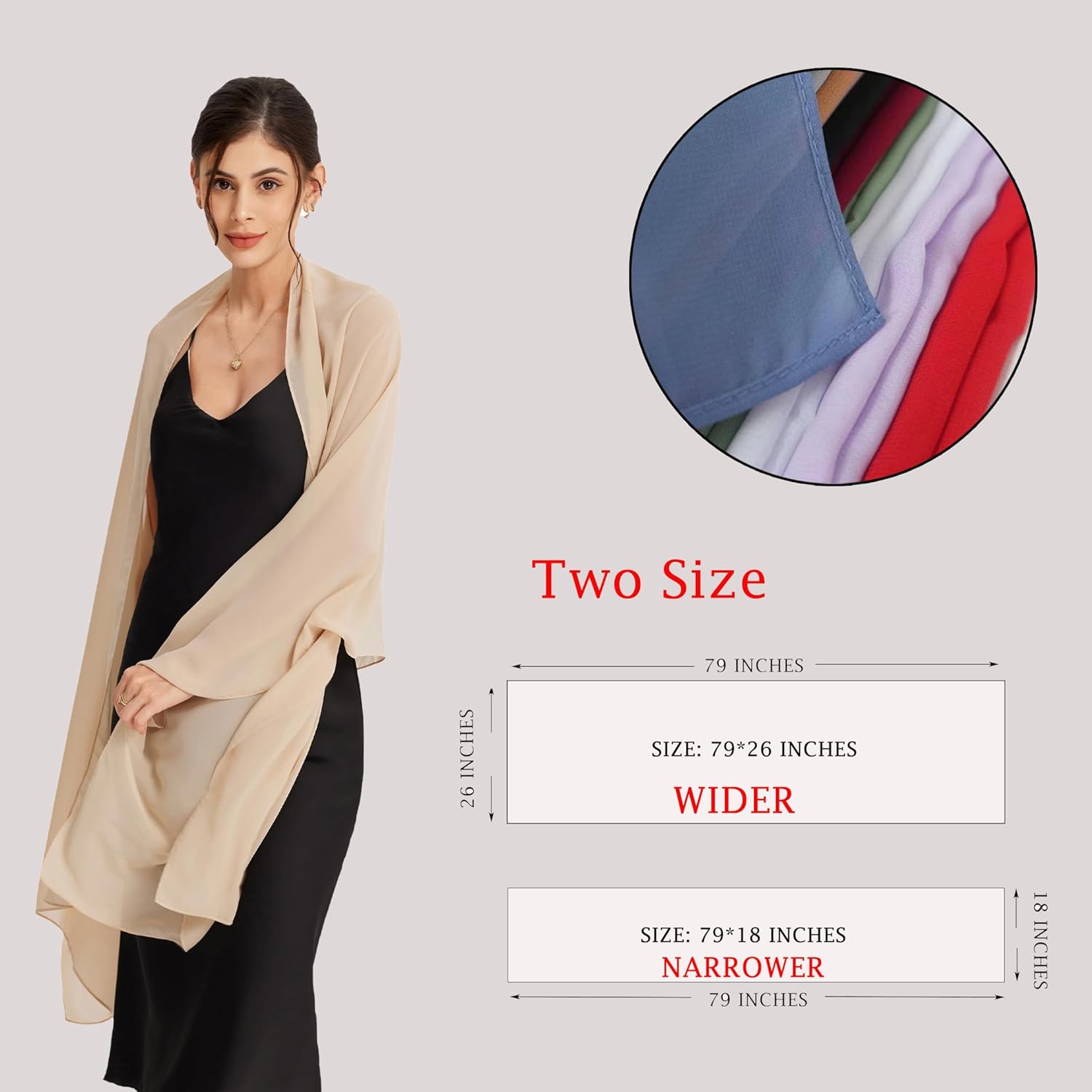 Thumbnail 2 de Pukguro Sheer Chiffon Shawl Wraps for Evening Dresses (Beige)