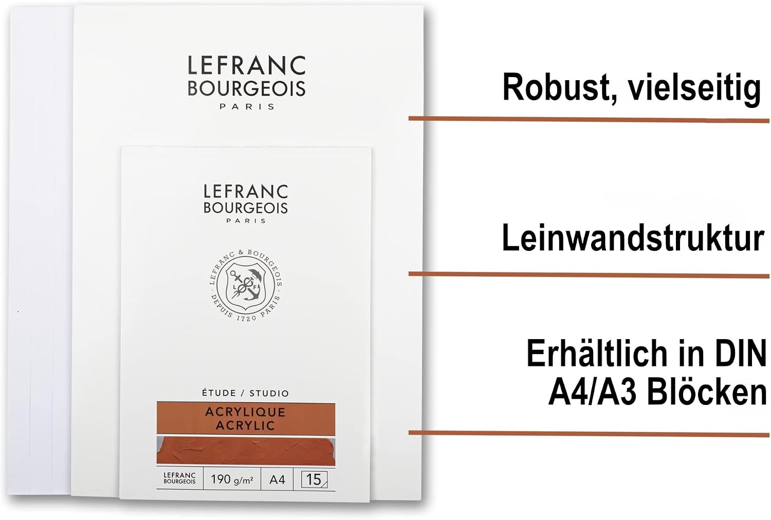 Detalle de Bloc Lefranc Bourgeois A3 — 15 feuilles, papier acrylique 190 g