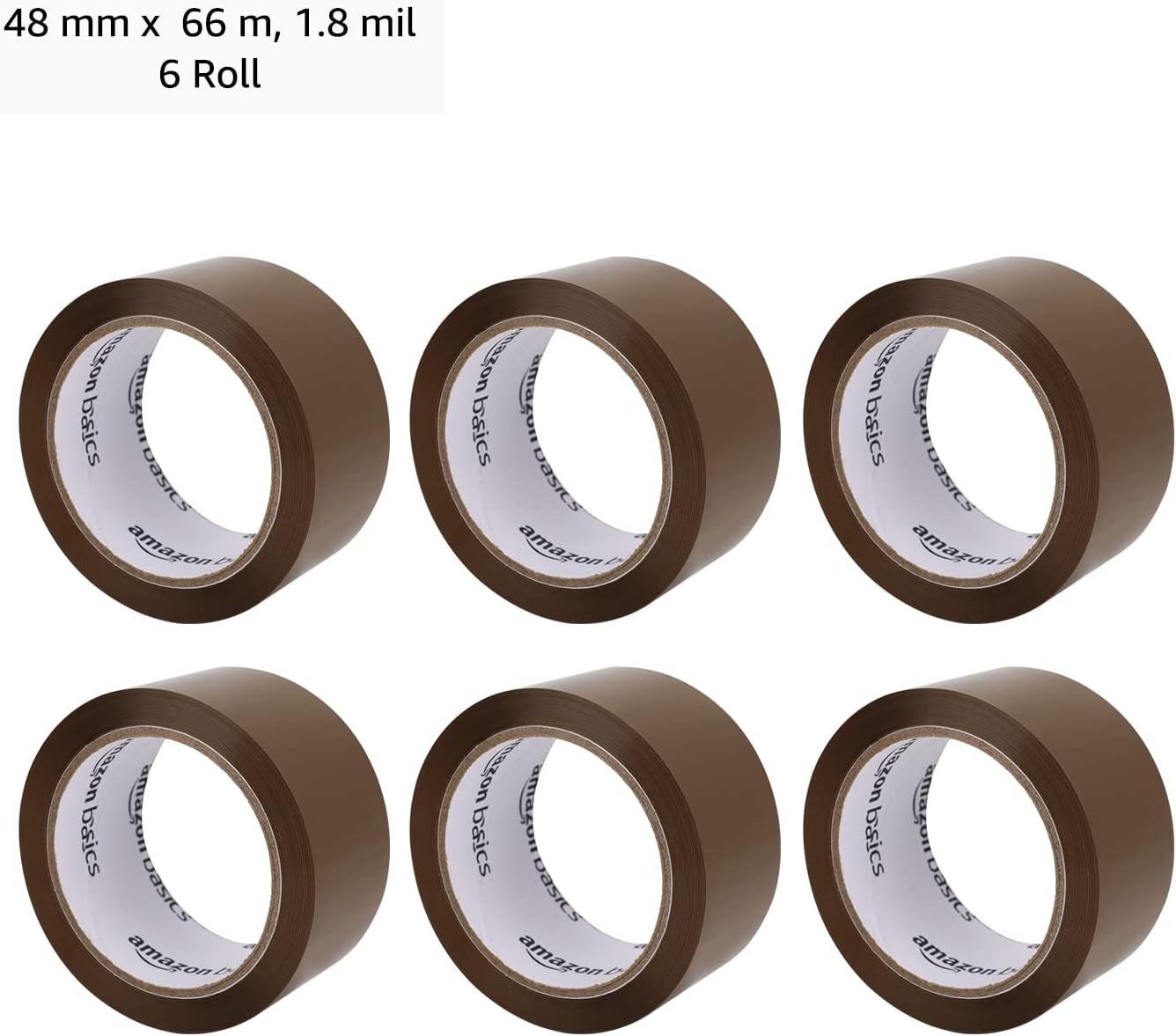 Detalle de Amazon Basics Nastro adesivo per imballaggio 48 mm x 66 m, confezione da 6 rotoli