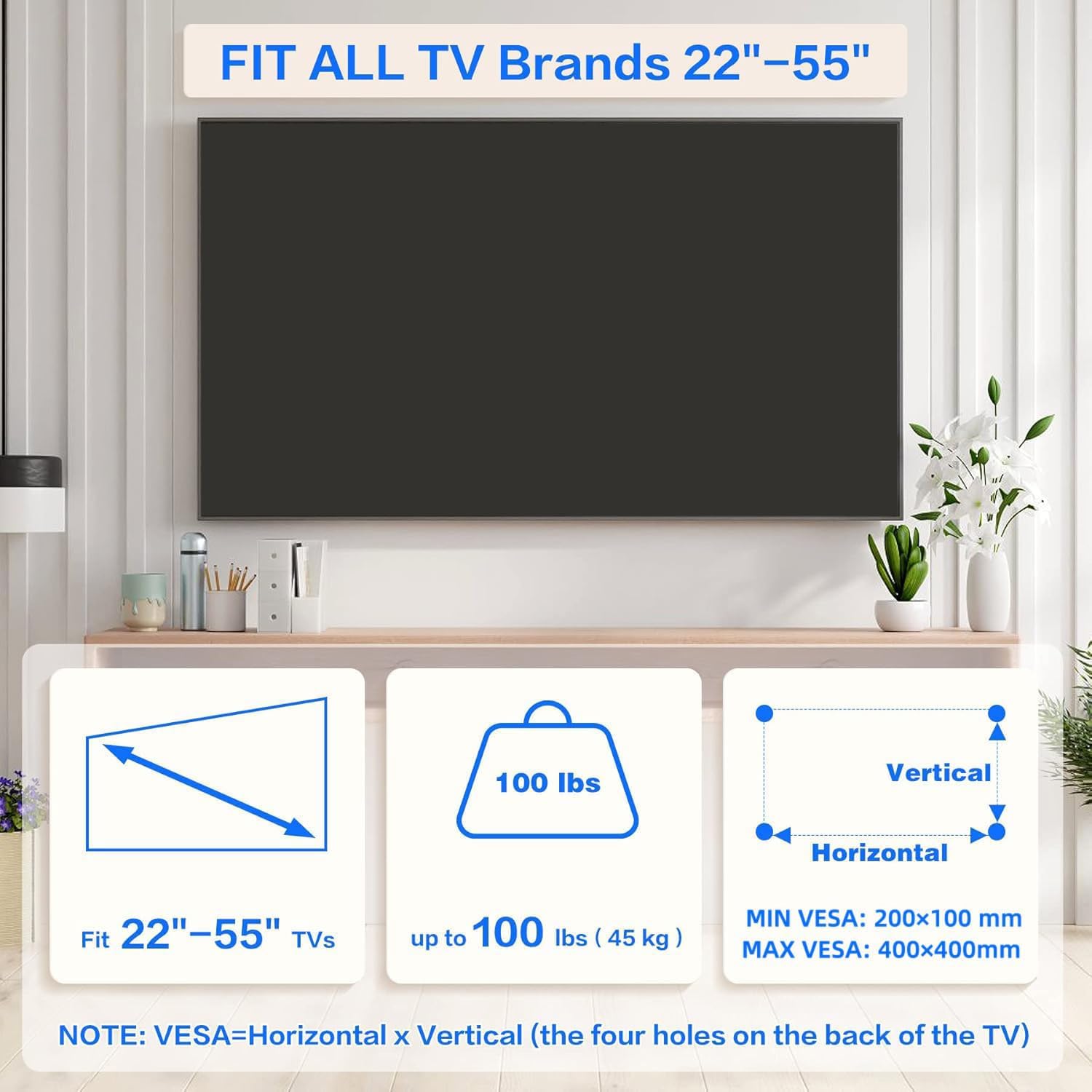 Detalle 2 de No Drill Drywall TV Mount 22–55 Inch TVs