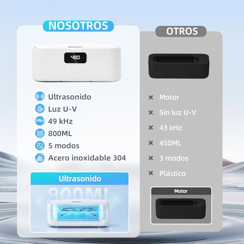 Thumbnail 6 de Aimmbiuty Limpiador Ultrasonidos Joyas Gafas Dental, 800ML