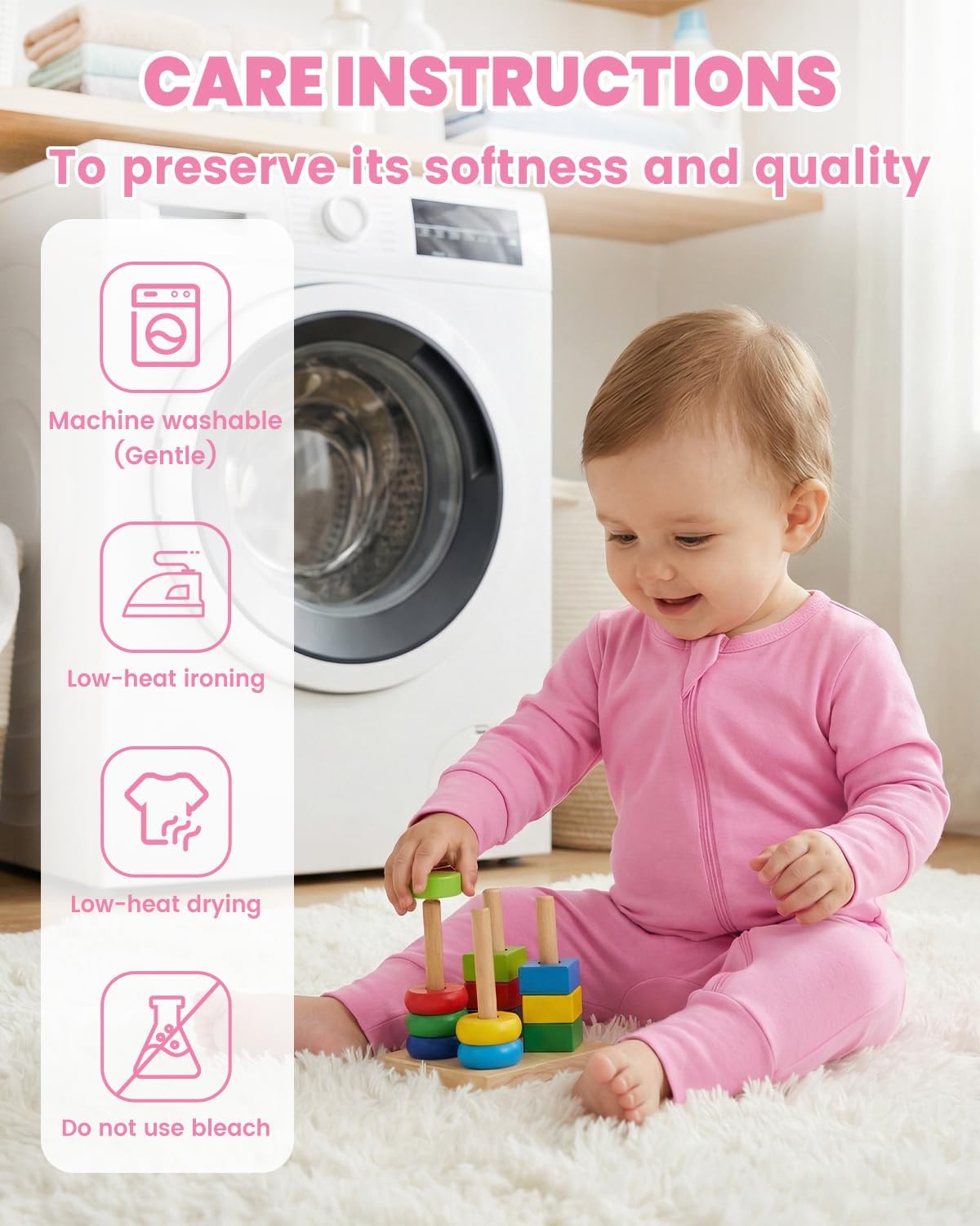 Detalle de JiAmy 2 Pack Baby Sleepsuits: Cotton, Two-Way Zip, Foldable Feet for 0–24 Months