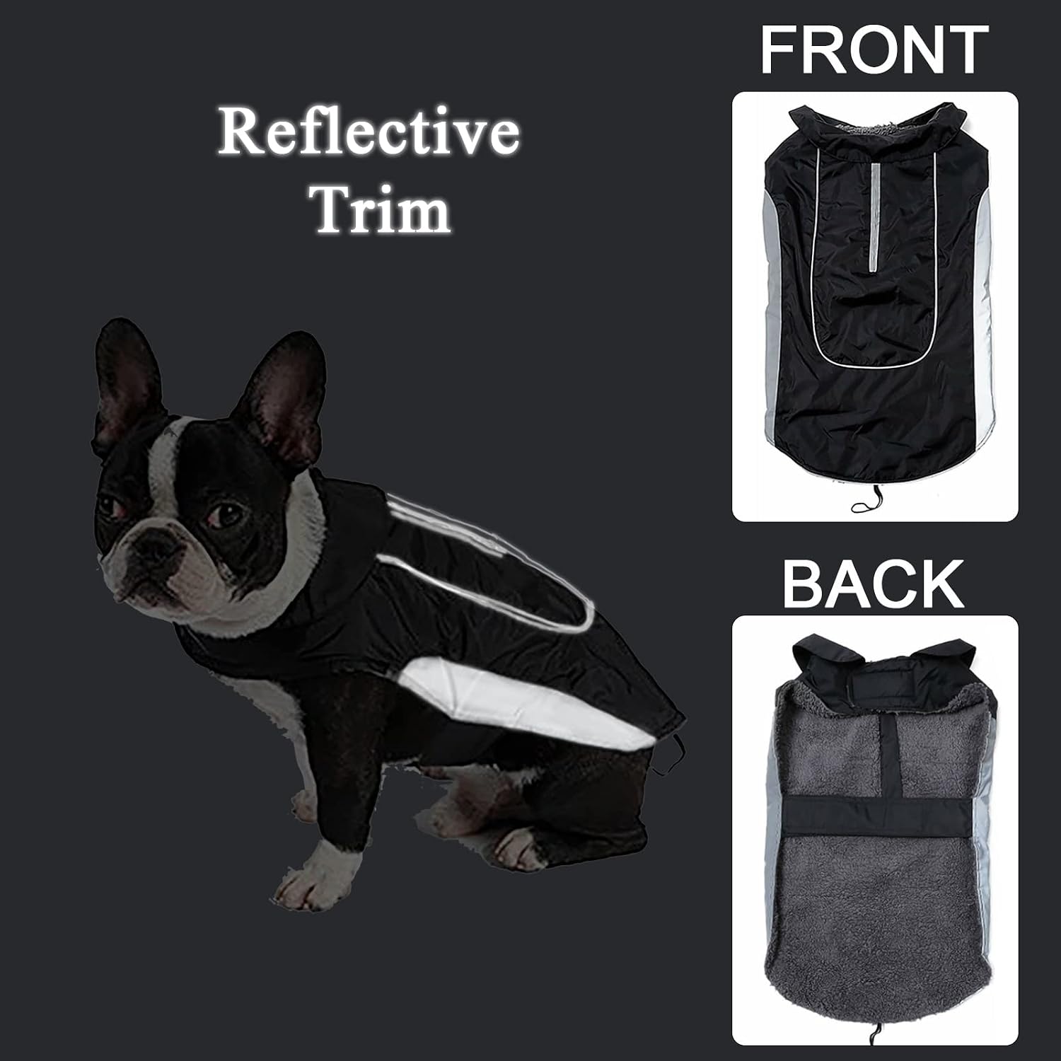 Detalle de Morezi Dog Warm Coats Jackets: Waterproof Coat with Harness Hole for Small & Medium Dogs (Black, Size S)
