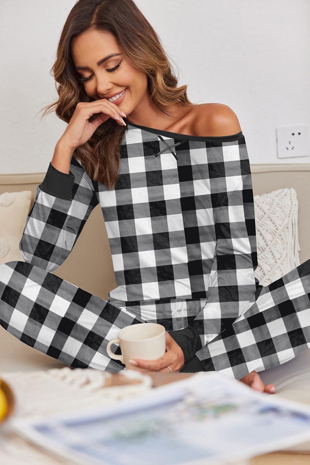 Detalle de Ekouaer Women's Pajama Set, Rayon-Spandex