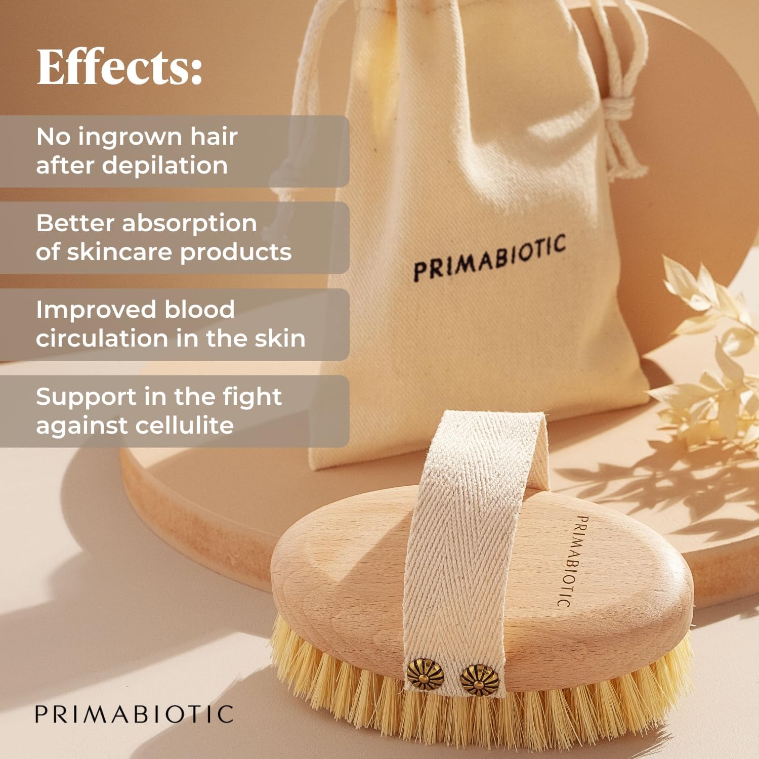 Detalle 2 de Primabiotic Cepillo de masaje corporal ecológico 🌿 con bolsa