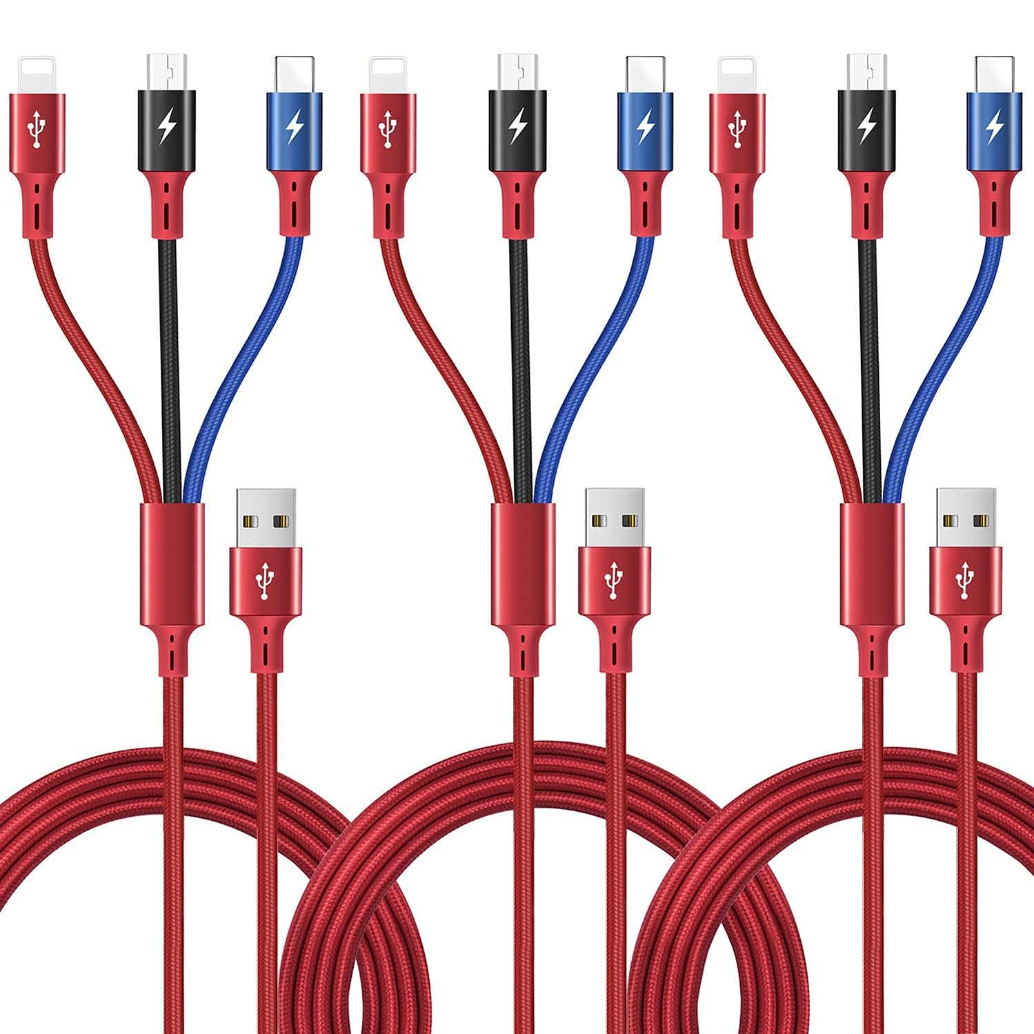Detalle de 3Pcs 3A multi USB charging cable 1.5m