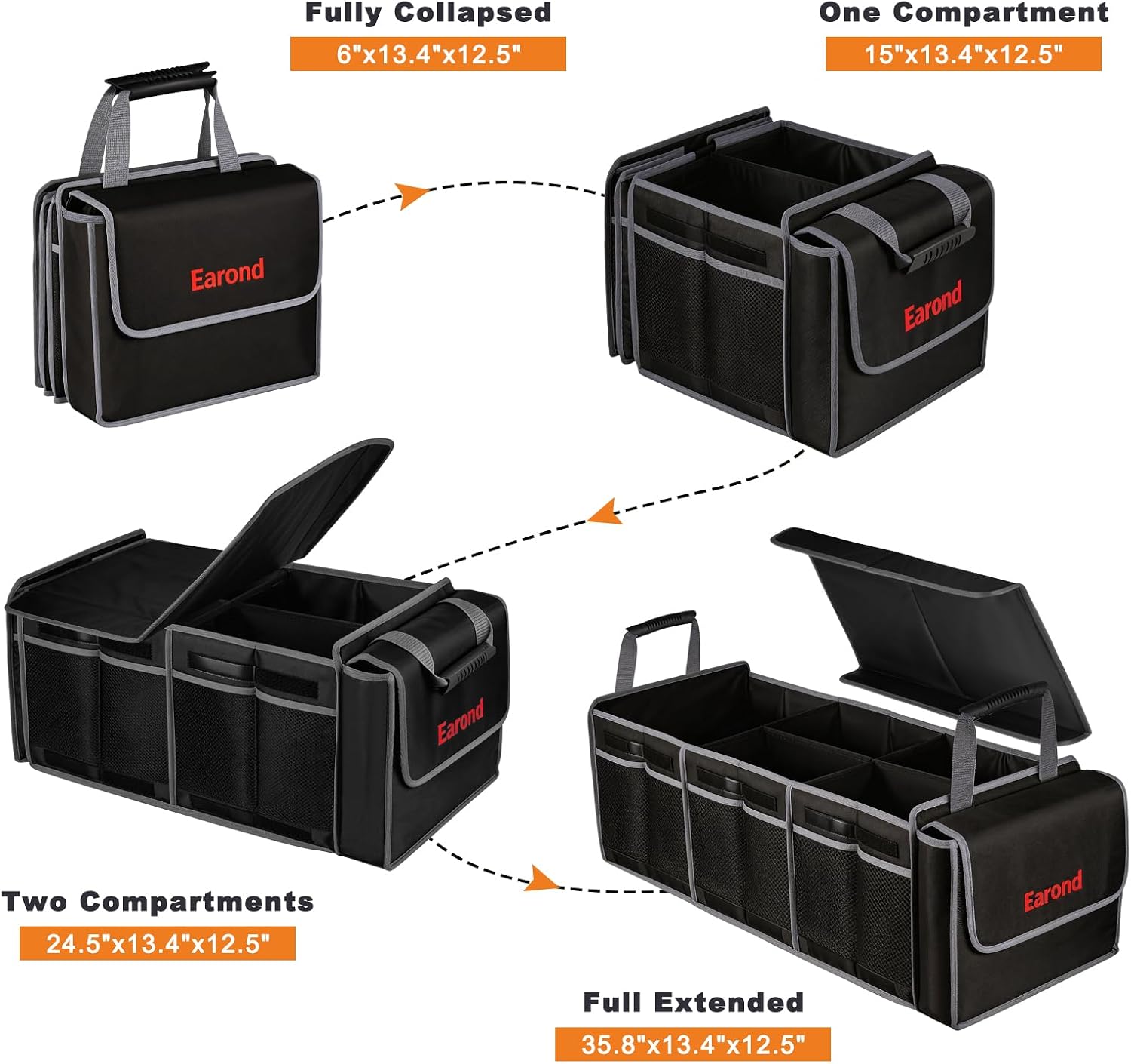 Thumbnail 3 de EAROND Collapsible Trunk Organizer 3 Compartments