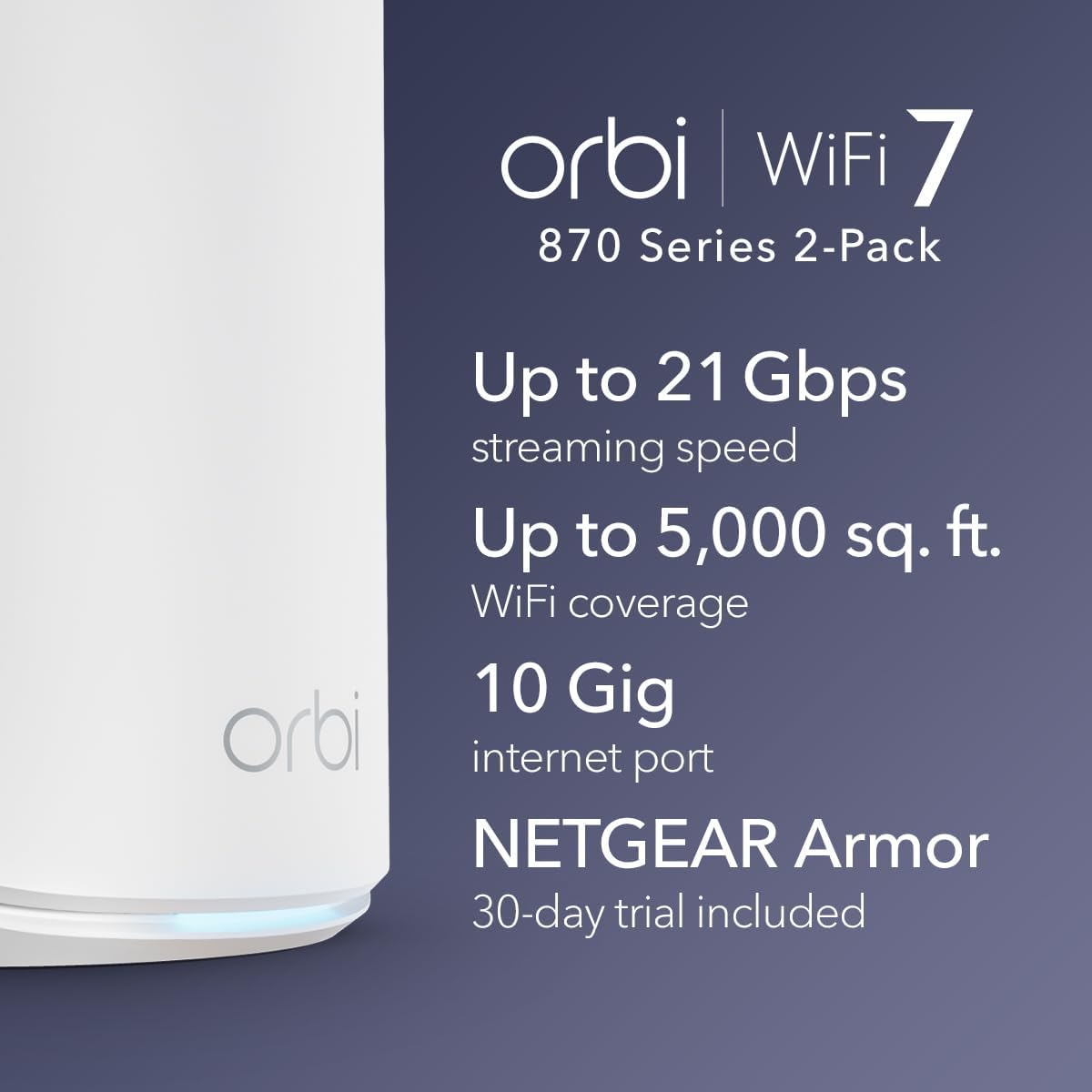 Detalle 2 de NETGEAR Orbi 870 Series (RBE872): WiFi 7 Mesh System for Whole‑Home Coverage