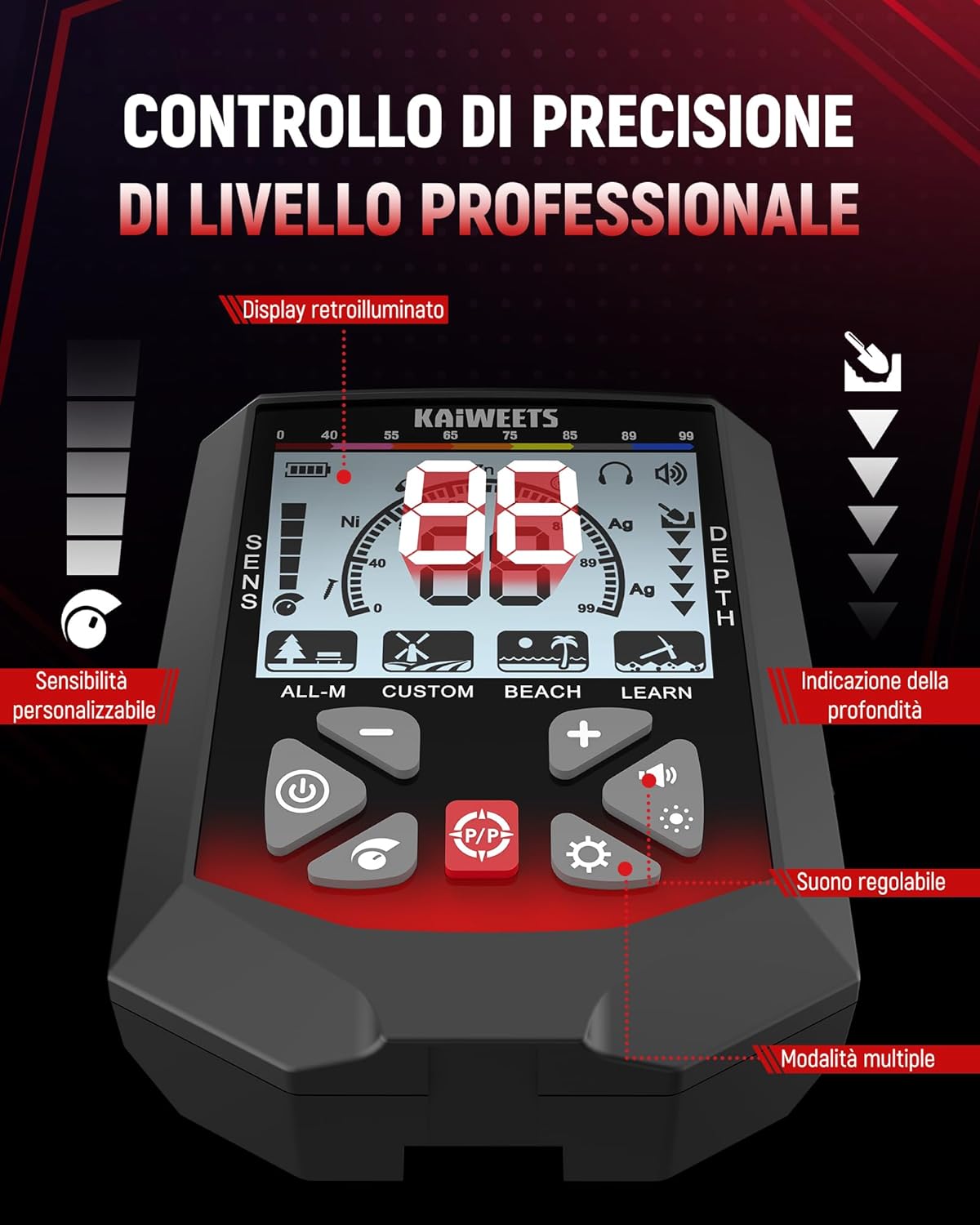 Thumbnail 4 de KAIWEETS Metal detector Professionale 28 cm