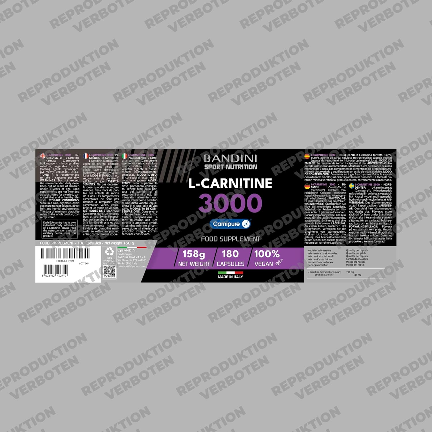 Thumbnail 4 de Bandini L-CARNITIN Carnipure 3000 180 Kapseln