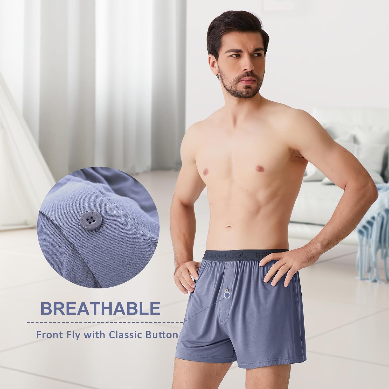 Thumbnail 5 de BAMBOO COOL Men's Boxer Shorts, Breathable Knit, Button Fly, Tagless