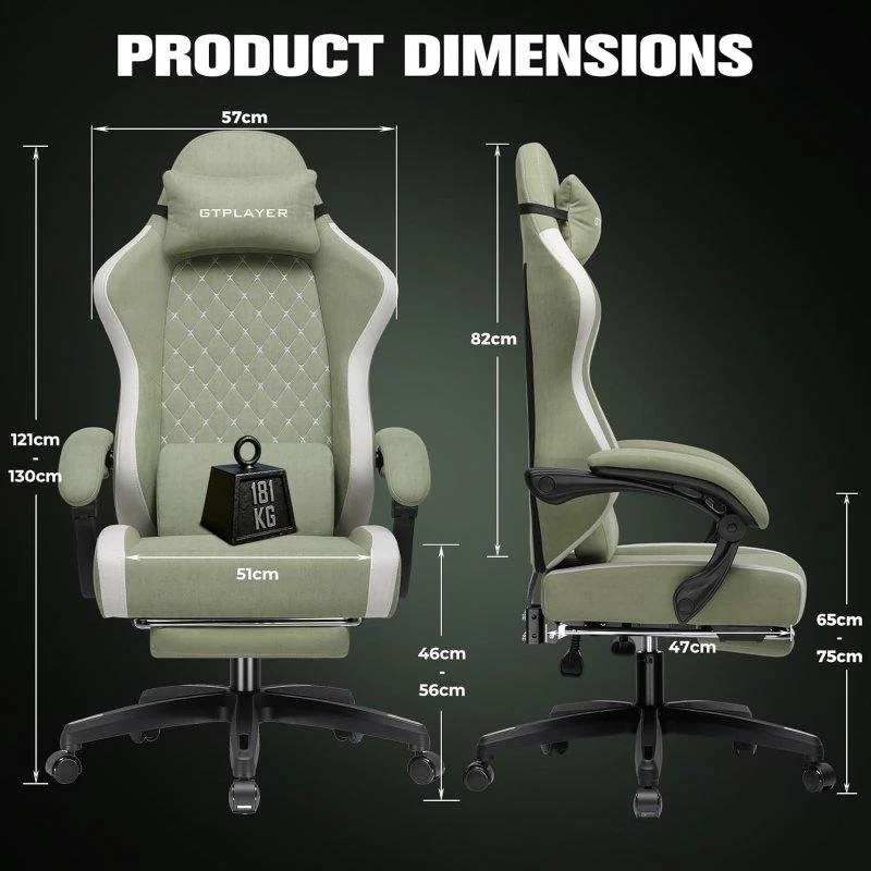 Detalle 2 de Silla Gaming GTPLAYER ergonómica con Reposapiés y Respaldo Reclinable