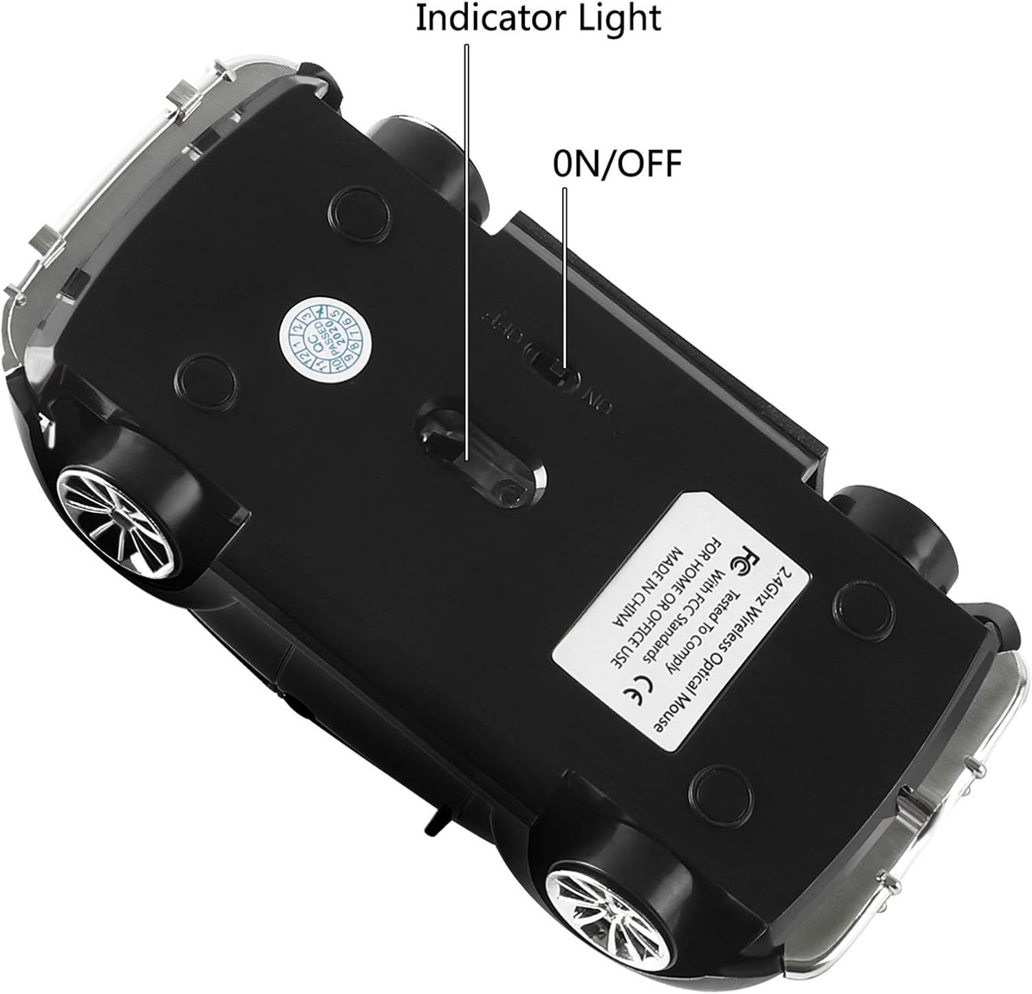 Detalle de elec Space UMCM0010B-B Wireless Car-Shaped Mouse, 1600 DPI, 2.4GHz