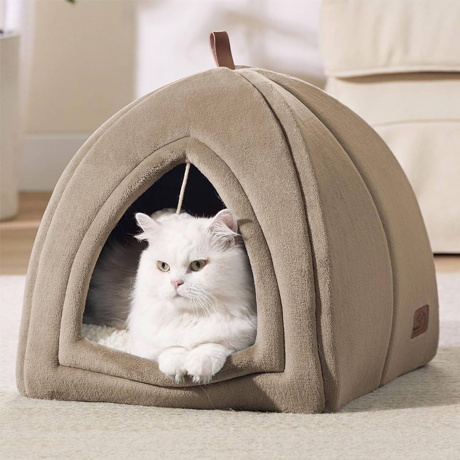 Thumbnail 6 de Bedsure Katzenhöhle Große Katzen-Kamel – Faltbare, waschbare Katzenhöhle 40x40x40 cm