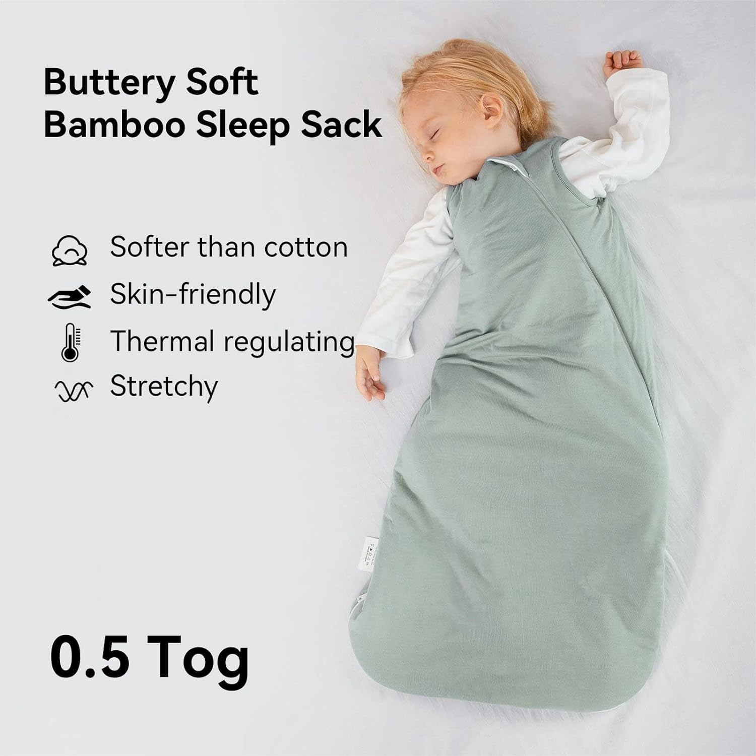 Thumbnail 1 de BubblePanda Rayon Made from Bamboo Sleep Sack (12–18 Months) 0.5 Tog, 2-Way Zipper Toddler Wearable Blanket